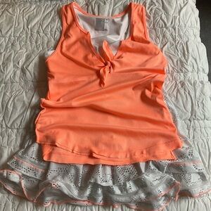 Lucky in Love Orange Tank with Eyelet Skort
